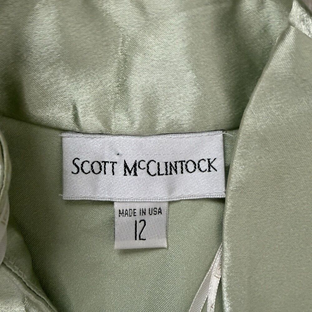 Vintage Scott McClintock Bolero Shrug Jacket Women’s 12 Sage Green Satin Glam - Picture 3 of 7